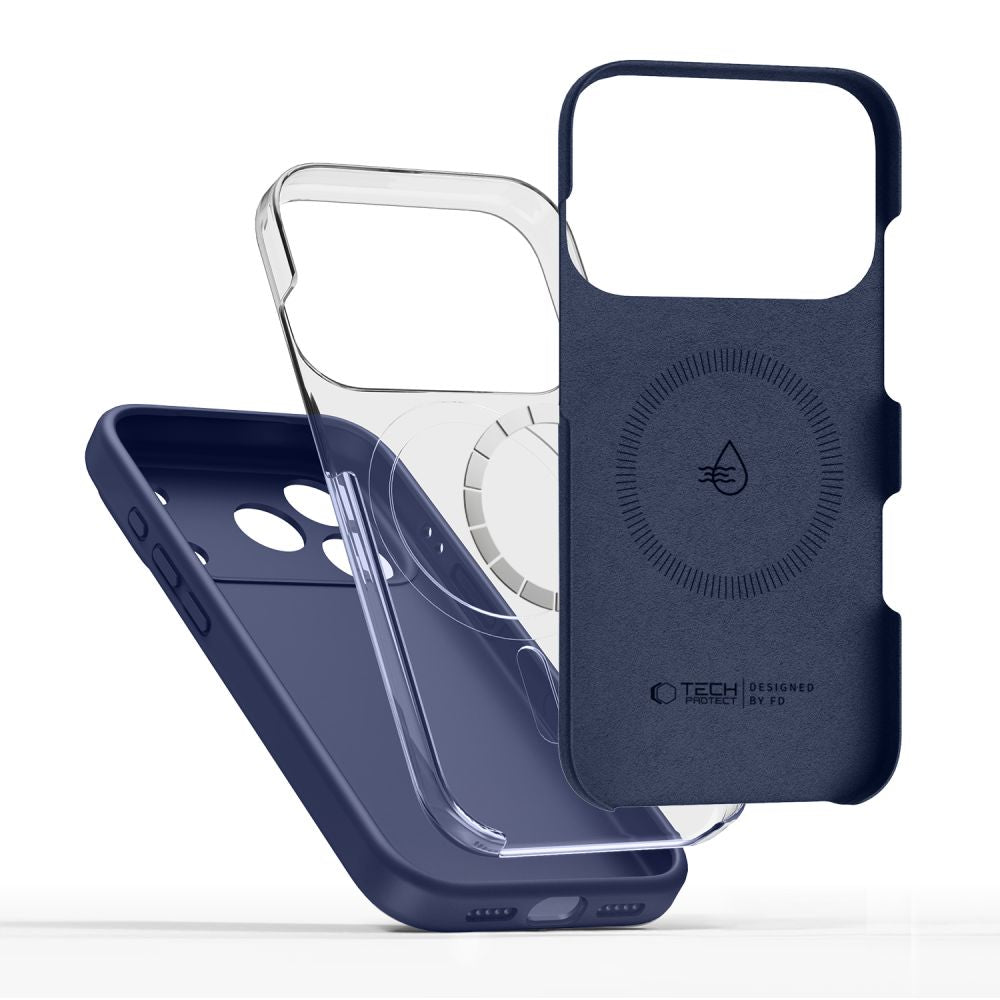 Tech-Protect silikoninis MagSafe dėklas iPhone 17 Pro Max – tamsiai mėlynas -- iPhone 17 Pro Max