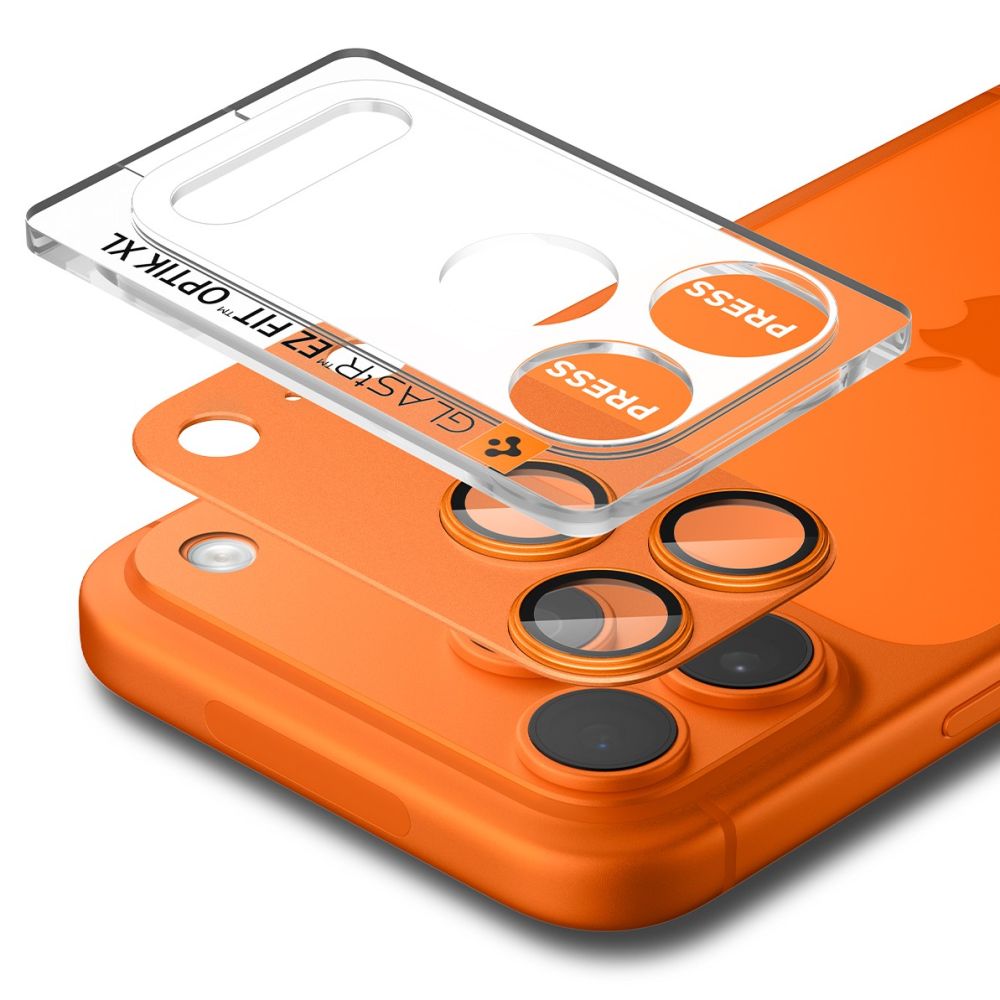 Spigen Optik Pro XL kameros stiklas iPhone 17 Pro – oranžinis