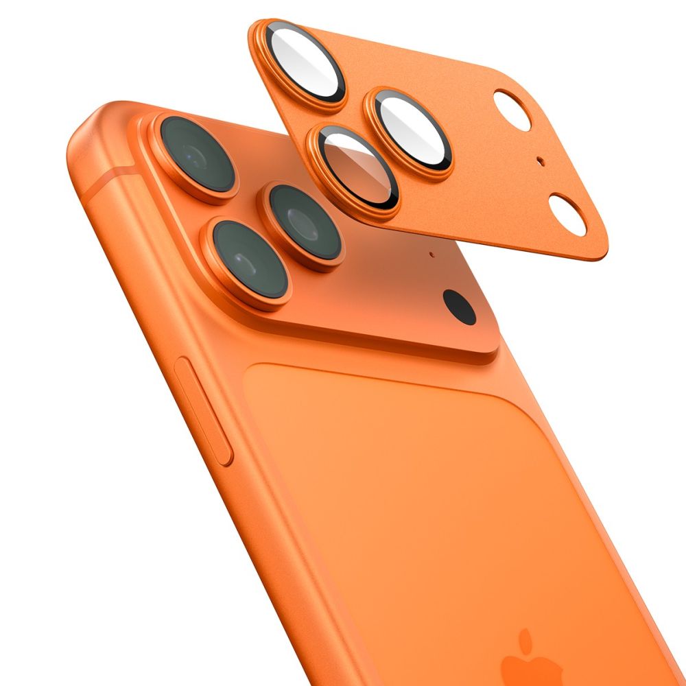 Spigen Optik Pro XL kameros stiklas iPhone 17 Pro – oranžinis