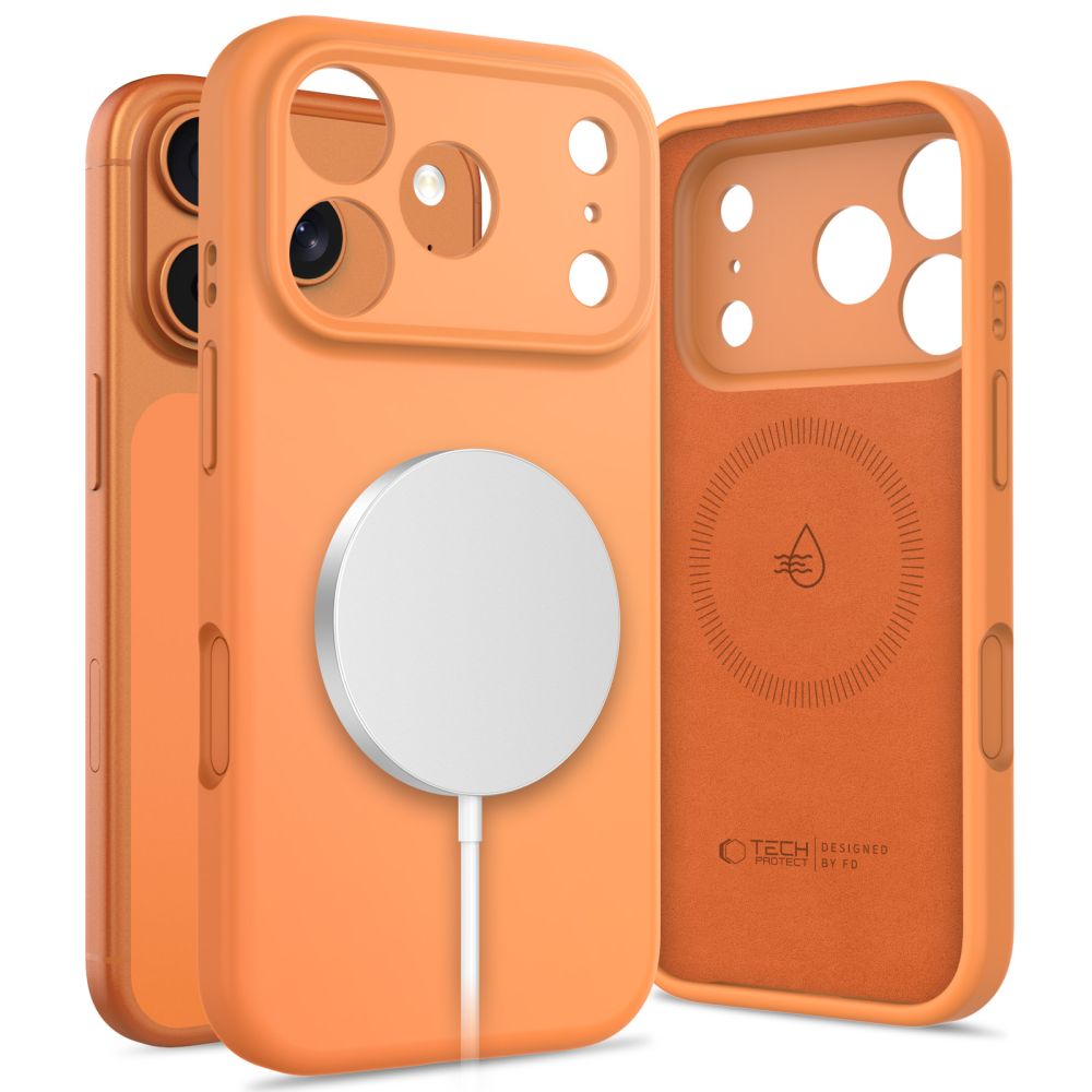 Tech-Protect silikoninis MagSafe dėklas iPhone 17 Pro – oranžinis -- iPhone 17 Pro