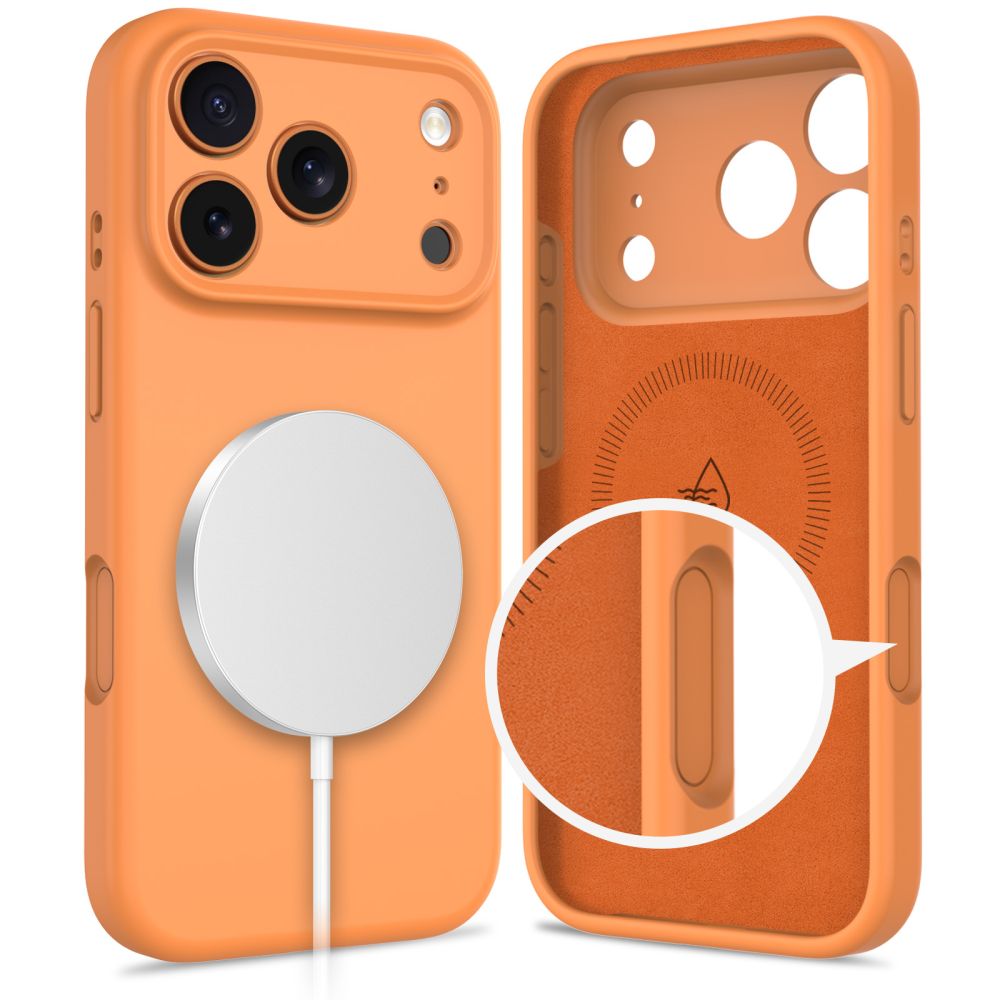 Tech-Protect silikoninis MagSafe dėklas iPhone 17 Pro – oranžinis -- iPhone 17 Pro