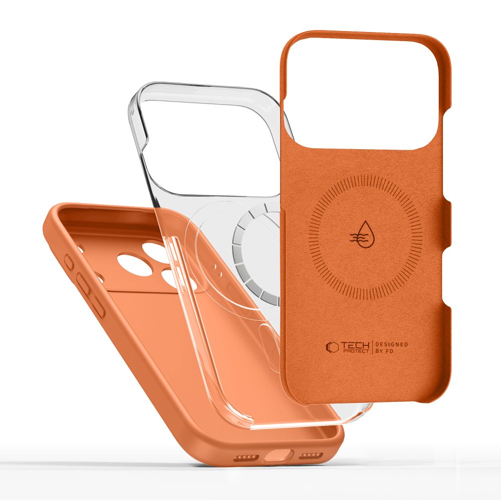 Tech-Protect silikoninis MagSafe dėklas iPhone 17 Pro – oranžinis -- iPhone 17 Pro