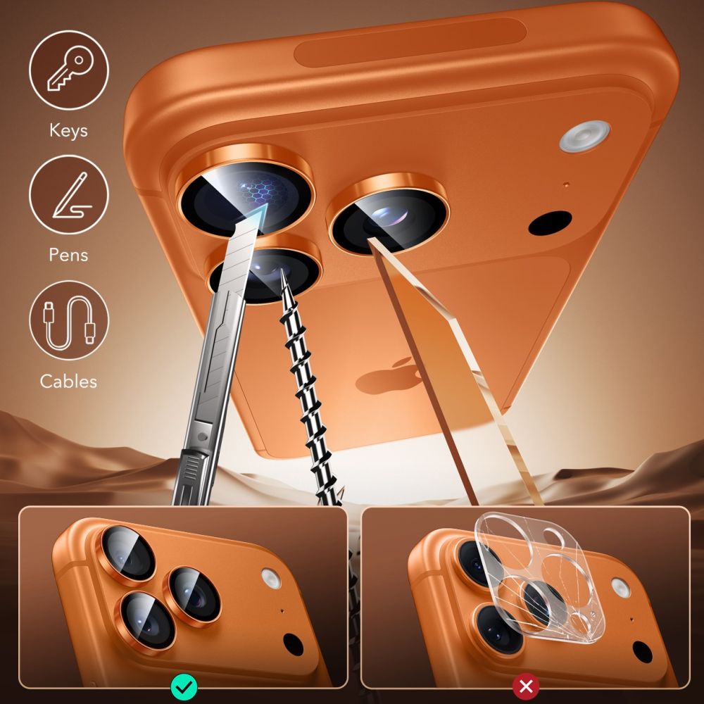 ESR Armorite kameros objektyvo stiklas iPhone 15/16/17 Pro/Max -- iPhone 17 Pro