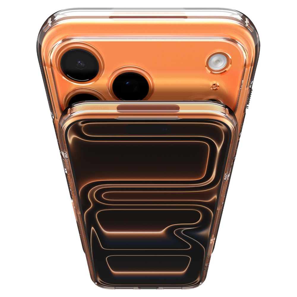 Spigen Thin Fit MagSafe dėklas iPhone 17 Pro Max – skaidrus oranžinis