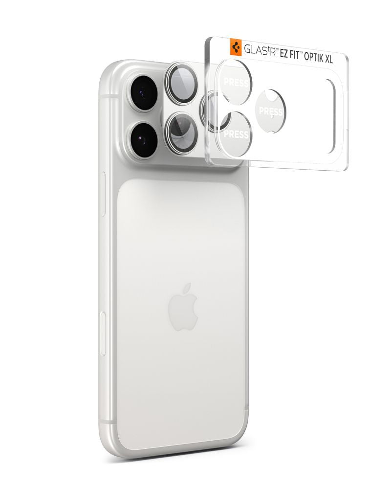 Spigen Optik Pro XL kameros stiklas iPhone 17 Pro Max – sidabrinis