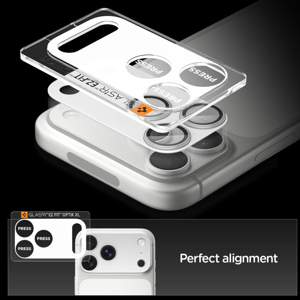 Spigen Optik Pro XL kameros stiklas iPhone 17 Pro Max – sidabrinis