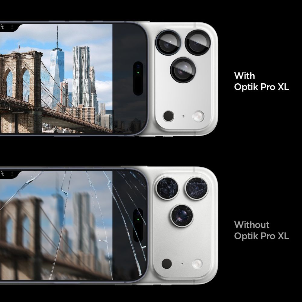 Spigen Optik Pro XL kameros stiklas iPhone 17 Pro Max – sidabrinis