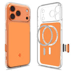Spigen Thin Fit MagSafe dėklas iPhone 17 Pro – skaidrus oranžinis