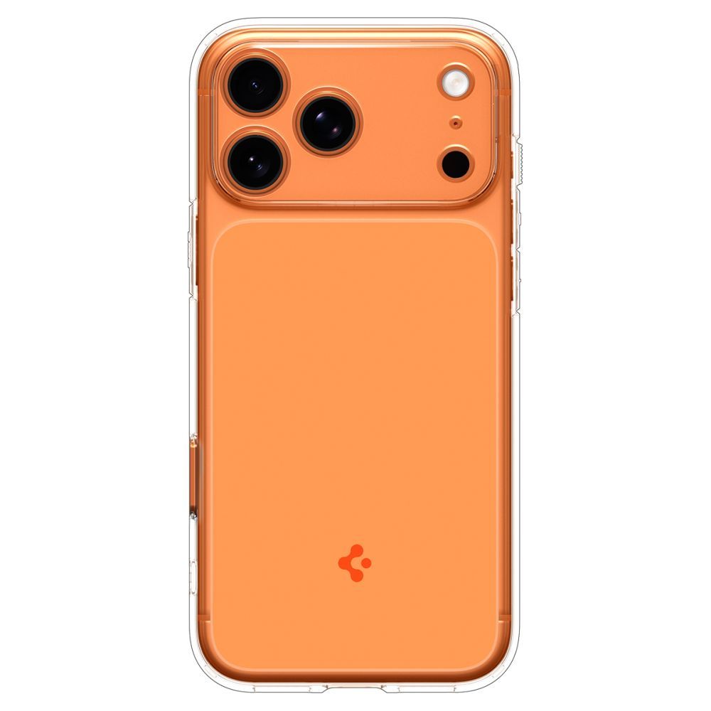 Spigen Thin Fit MagSafe dėklas iPhone 17 Pro – skaidrus oranžinis