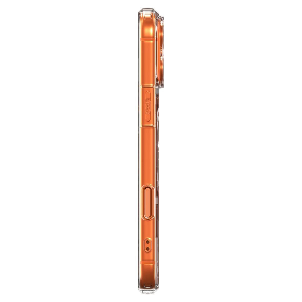 Spigen Thin Fit MagSafe dėklas iPhone 17 Pro – skaidrus oranžinis