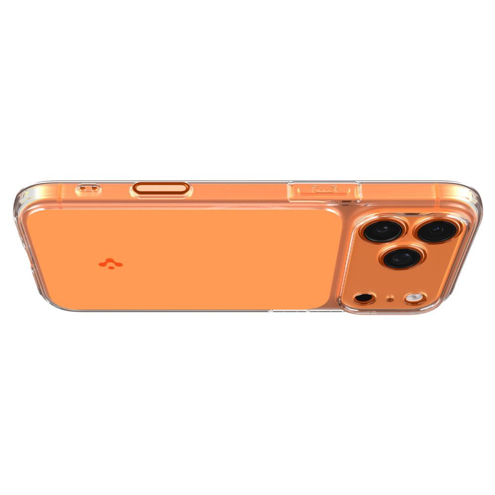 Spigen Thin Fit MagSafe dėklas iPhone 17 Pro – skaidrus oranžinis
