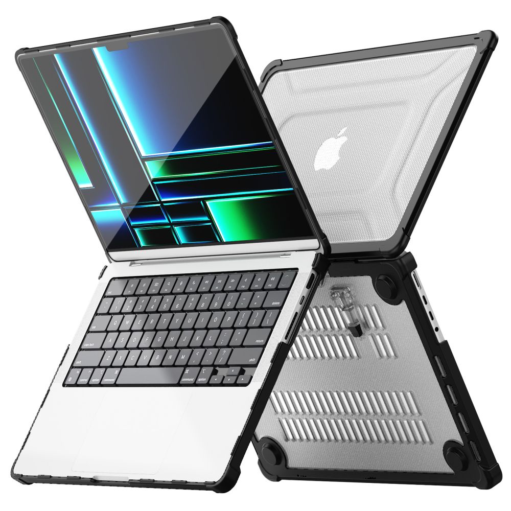 Tech-Protect SmartShell Pro dėklas, skirtas Macbook Pro 14 M1 / M2 / M3 / M4 / M5 2021-2025 - juodas ir skaidrus -- Cell...