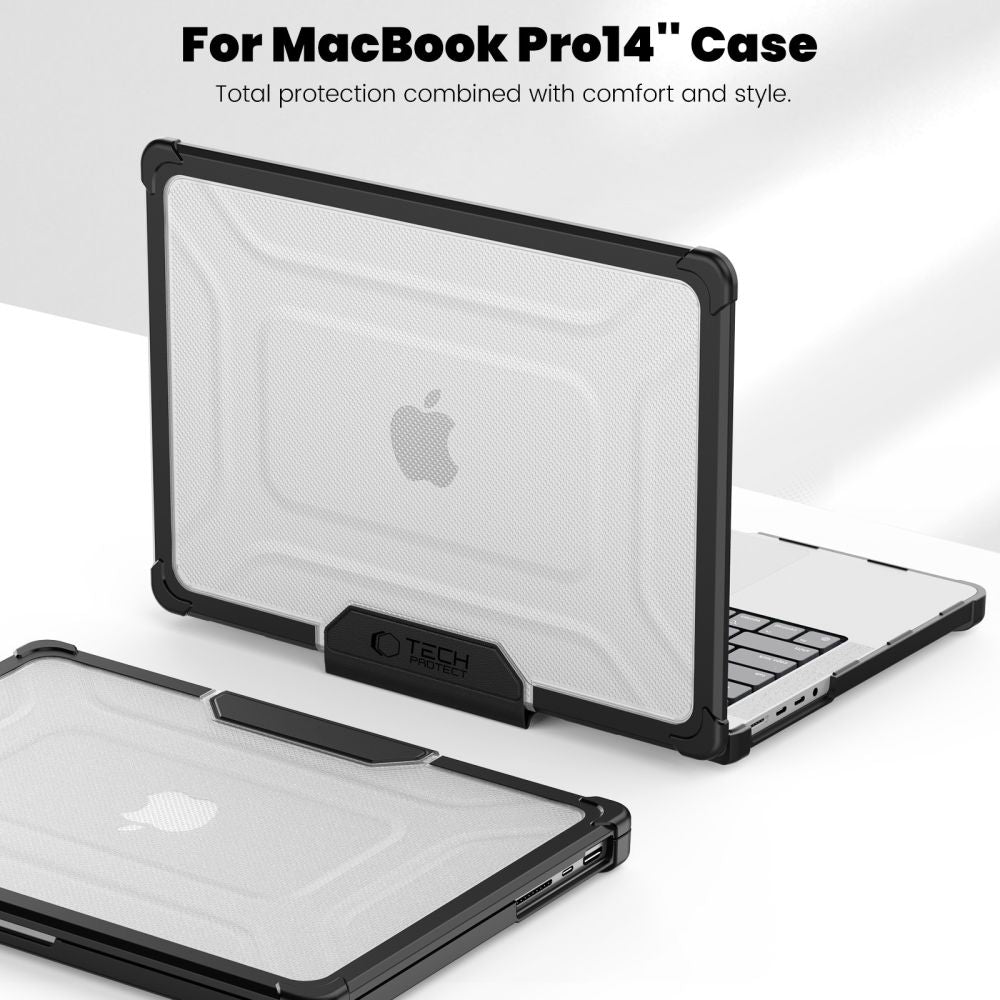Tech-Protect SmartShell Pro dėklas, skirtas Macbook Pro 14 M1 / M2 / M3 / M4 / M5 2021-2025 - juodas ir skaidrus -- Cell...