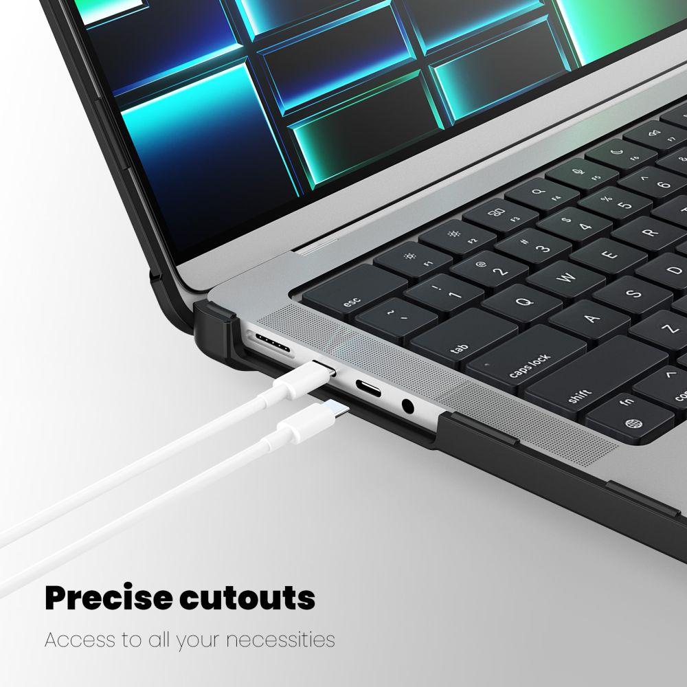 Tech-Protect SmartShell Pro dėklas, skirtas Macbook Pro 14 M1 / M2 / M3 / M4 / M5 2021-2025 - juodas ir skaidrus -- Cell...