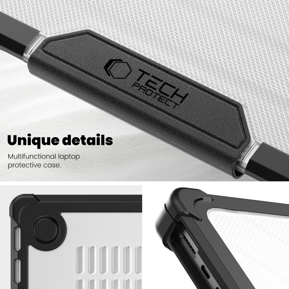 Tech-Protect SmartShell Pro dėklas, skirtas Macbook Pro 14 M1 / M2 / M3 / M4 / M5 2021-2025 - juodas ir skaidrus -- Cell...