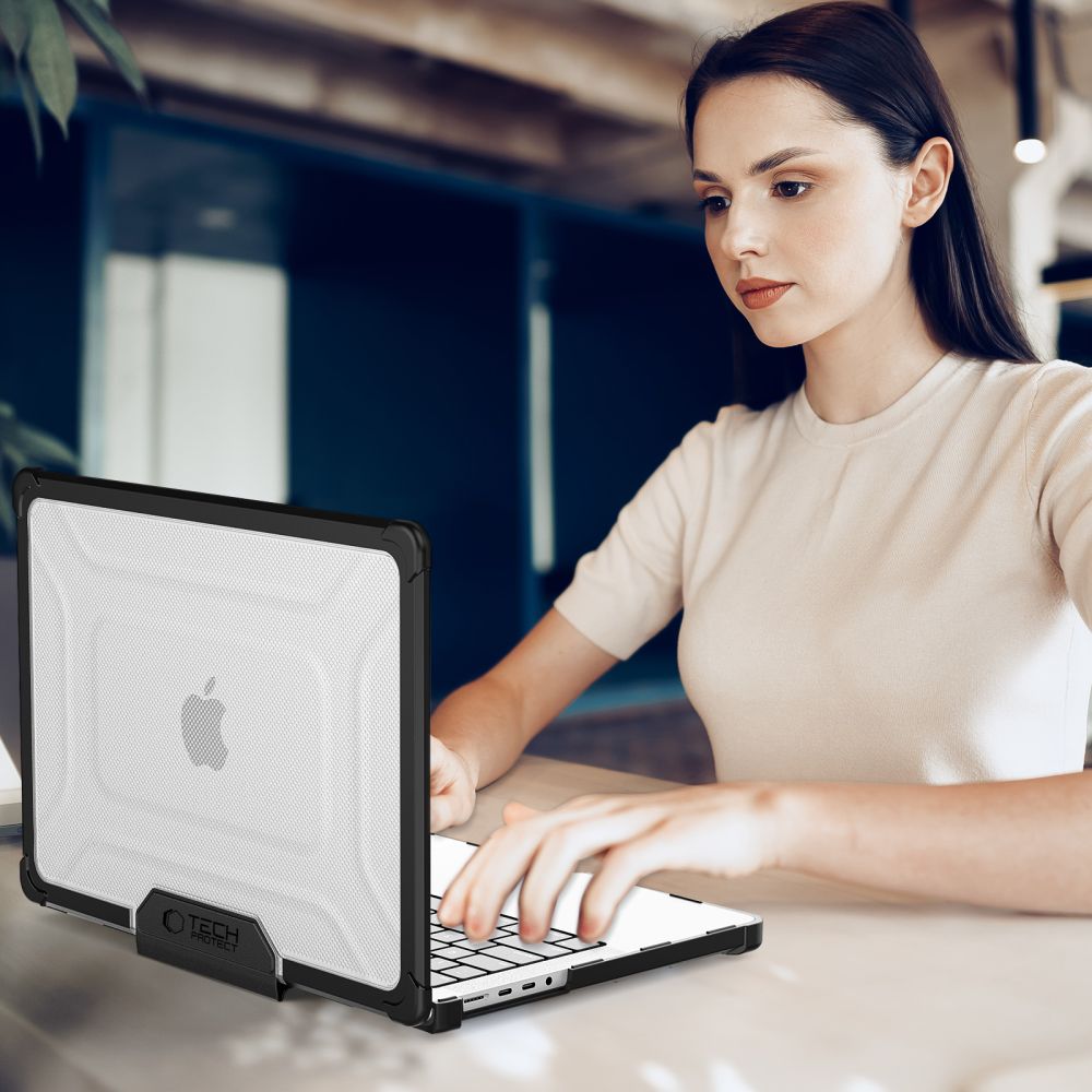 Tech-Protect SmartShell Pro dėklas, skirtas Macbook Pro 14 M1 / M2 / M3 / M4 / M5 2021-2025 - juodas ir skaidrus -- Cell...