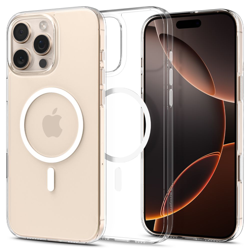 Spigen Thin Fit MagSafe dėklas iPhone 16 Pro – skaidrus/baltas