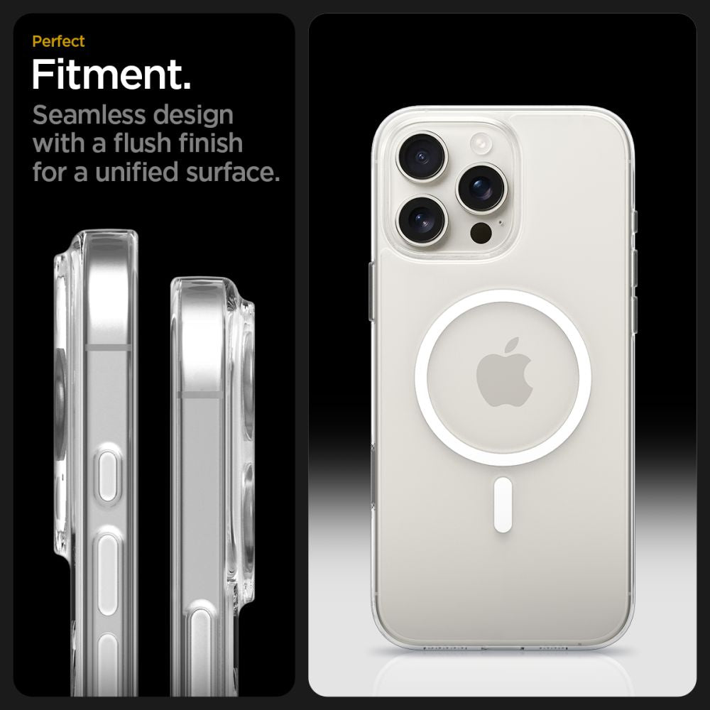 Spigen Thin Fit MagSafe dėklas iPhone 16 Pro Max – skaidrus/baltas