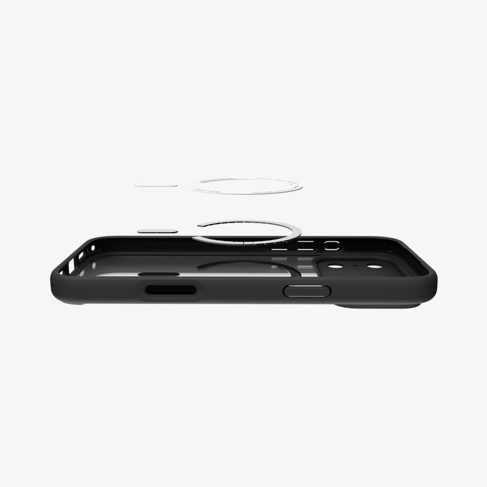 Spigen Ultra Hybrid MagSafe dėklas iPhone 17 Pro Max – juodas/oranžinis