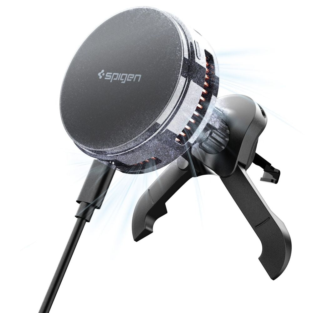 Spigen Essential EV25MFAQ magnetinis MagSafe automobilinis laikiklis oro grotelėms - juodas Pirmasis paveikslėlis