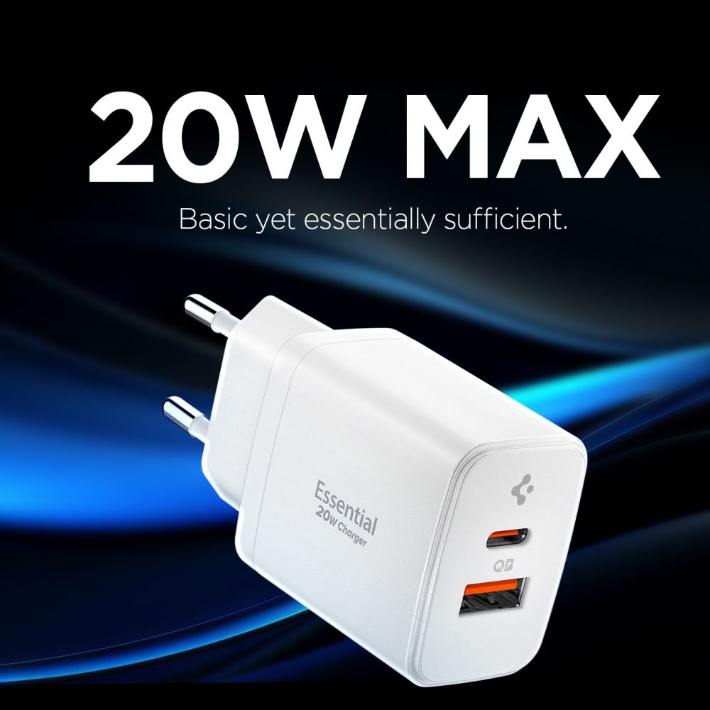 Spigen sieninis įkroviklis Essential EE202EU 20W - baltas