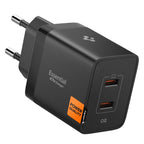 Spigen sieninis įkroviklis Essential EE472EU 2-port USC-C 47W - juodas