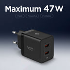 Spigen sieninis įkroviklis Essential EE472EU 2-port USC-C 47W - juodas