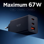 Spigen įkroviklis Essential EE673EU 3-port 2xUSB-C 1xUSB-A 67W - juodas