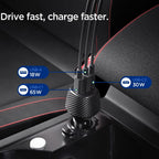 Spigen automobilinis įkroviklis Essential EV1133 3-port - juodas