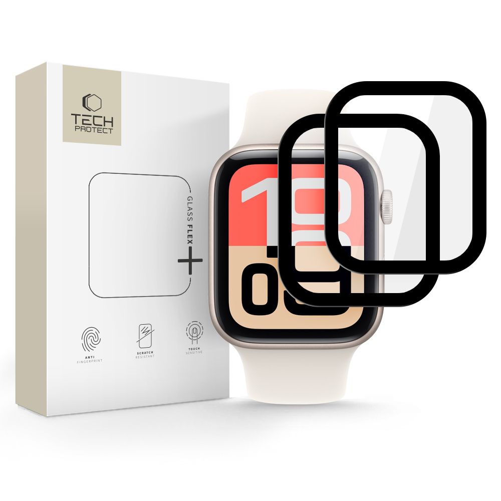Tech-Protect Glass Flex+ apsauginis stiklas Apple Watch 40 mm – juodas (2 vnt.) -- Apple Watch SE2 40 mm