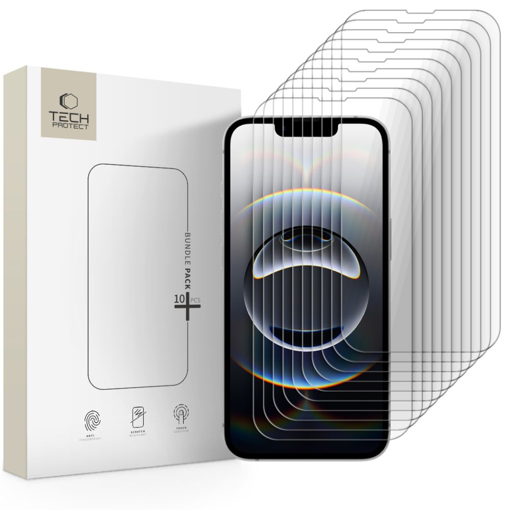 Tech-Protect grūdinto stiklo rinkinys 10 vnt. iPhone 13/14/16E -- iPhone 13