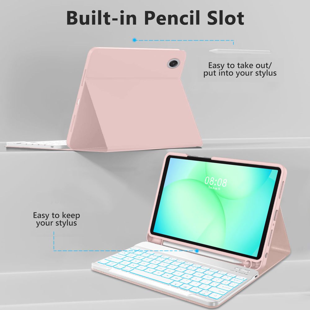 Tech-Protect SC Pen dėklas su klaviatūra Galaxy Tab A9+ – rožinis -- Samsung Galaxy Tab A9+