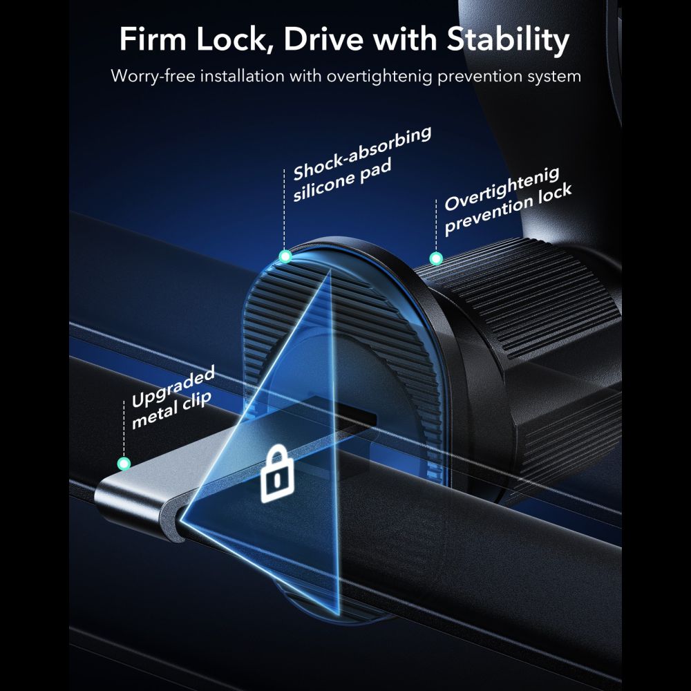 ESR OmniLock Qi2.2 magnetinis MagSafe automobilinis laikiklis oro grotelėms - juodas