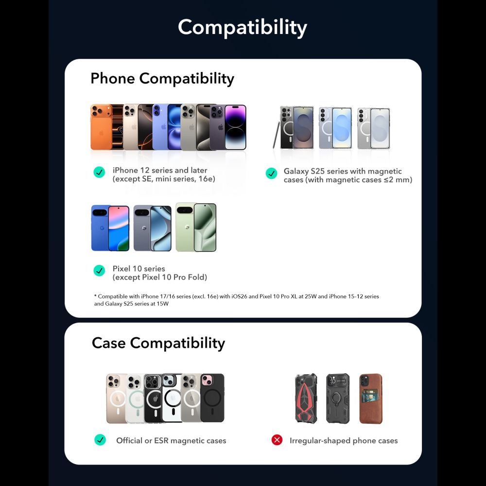 ESR OmniLock Qi2.2 magnetinis MagSafe automobilinis laikiklis oro grotelėms - juodas