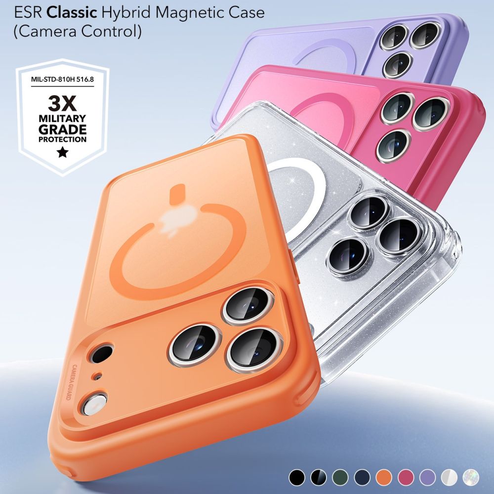 ESR Classic Hybrid MagSafe dėklas iPhone 17 Pro Max – skaidrus oranžinis