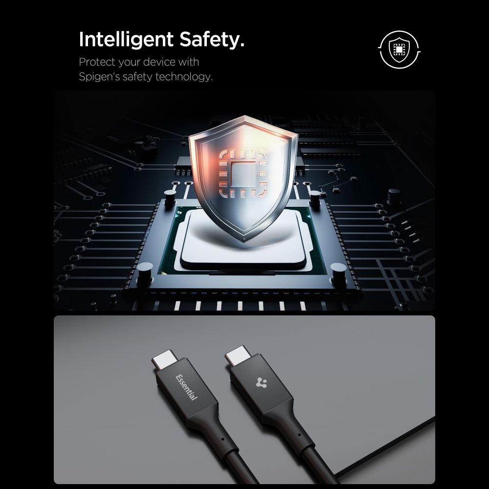 Spigen Laidas EB10020CC USB-C 100W 200cm - juodas