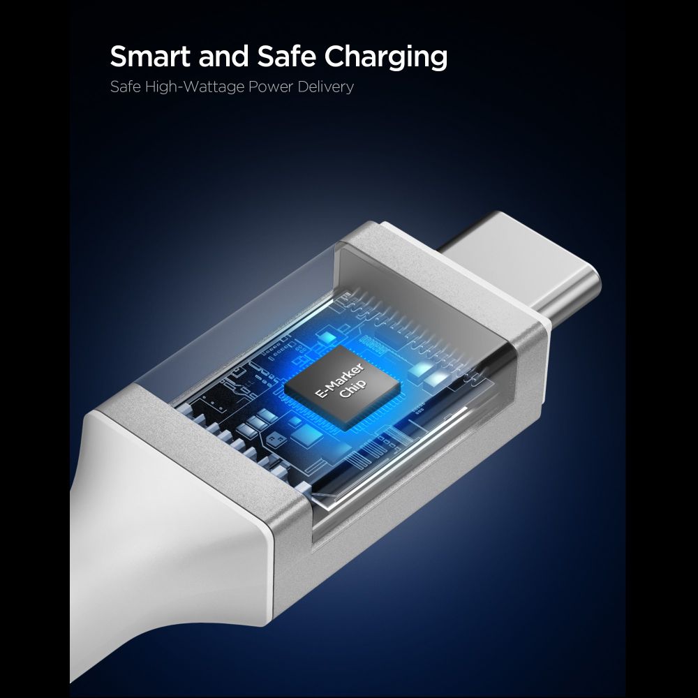 Spigen Laidas EB24012CC USB-C 240W 120cm - baltas