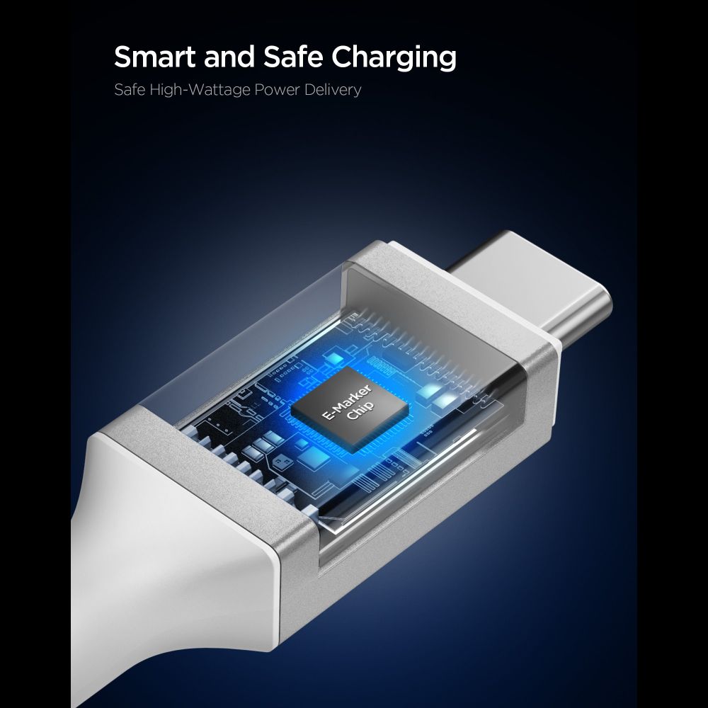 Spigen Laidas EB10010CC 100W 100 cm - baltas