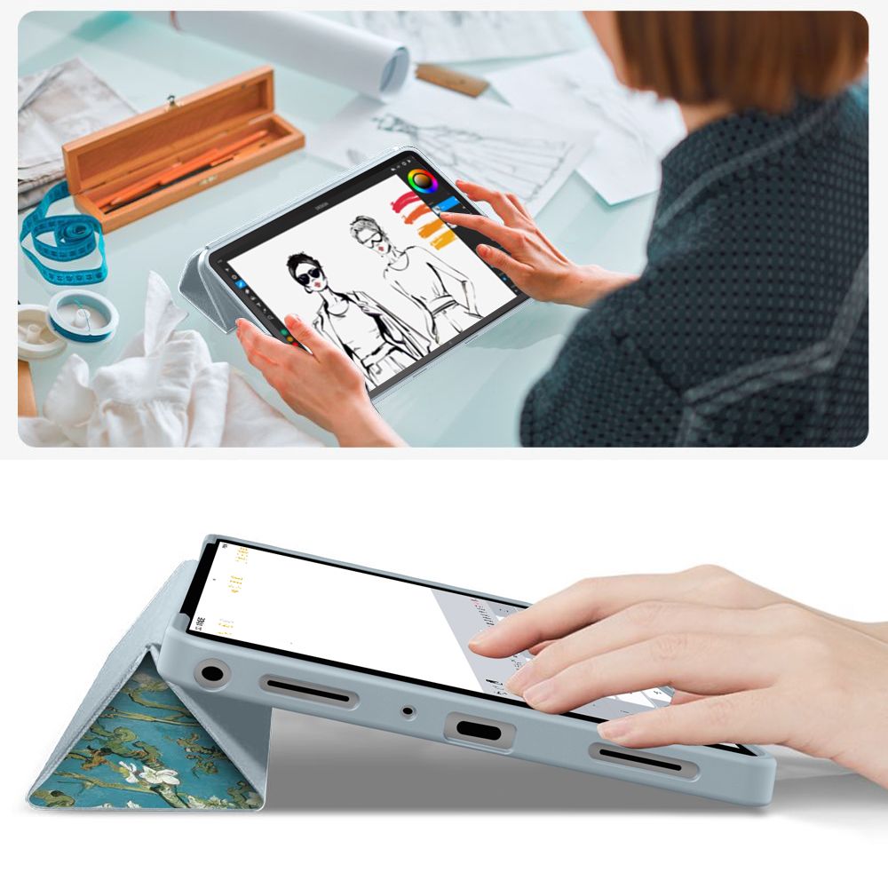 TechProtect SmartCase dėklas Galaxy Tab A9+ / A11+ 11.0 – mėlynai baltas -- Samsung Galaxy Tab A9+