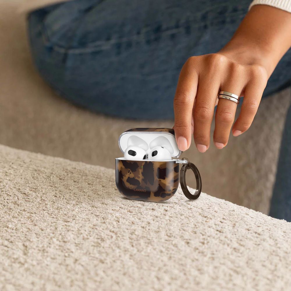 Tech-Protect Lamano dėklas AirPods 4 – rudas/juodas -- AirPods 4