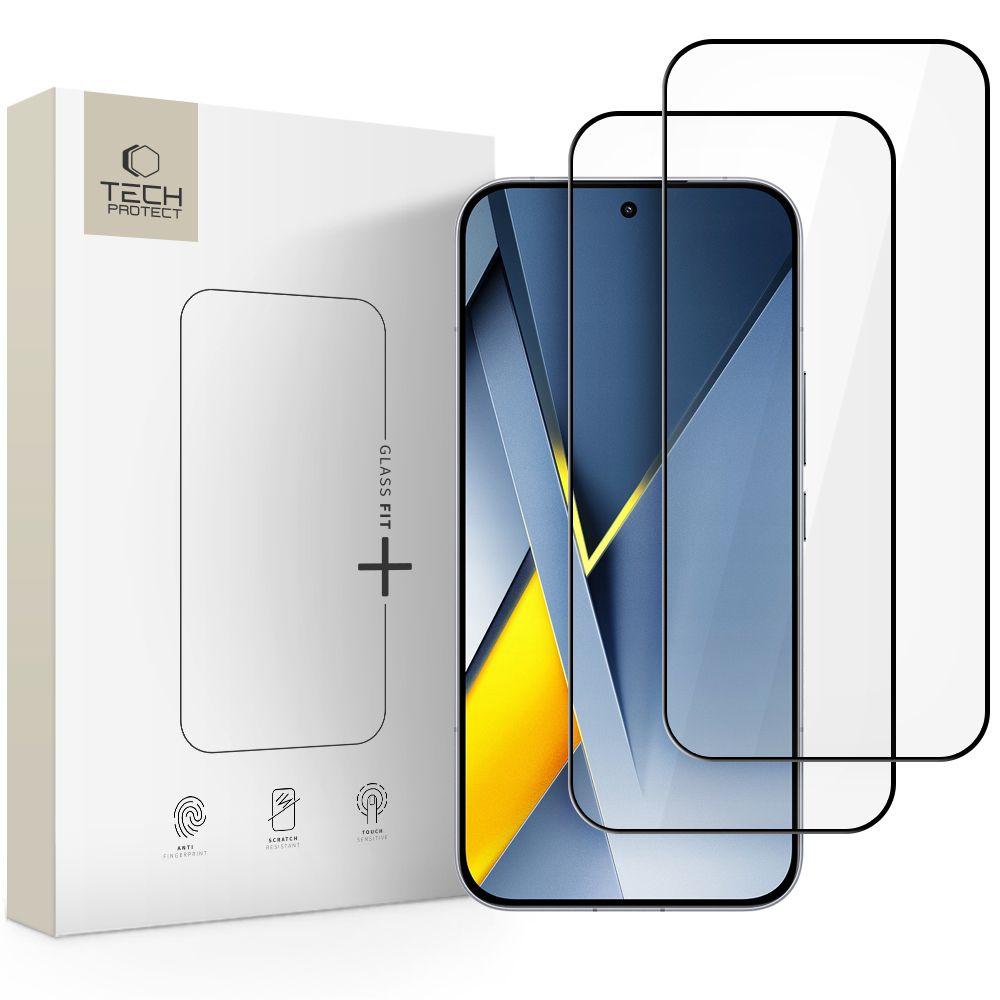 Tech-Protect Glass Fit+ stiklas Xiaomi Poco F8 Pro Ultra – juodas (2 vnt.) -- Xiaomi Poco F8 Pro
