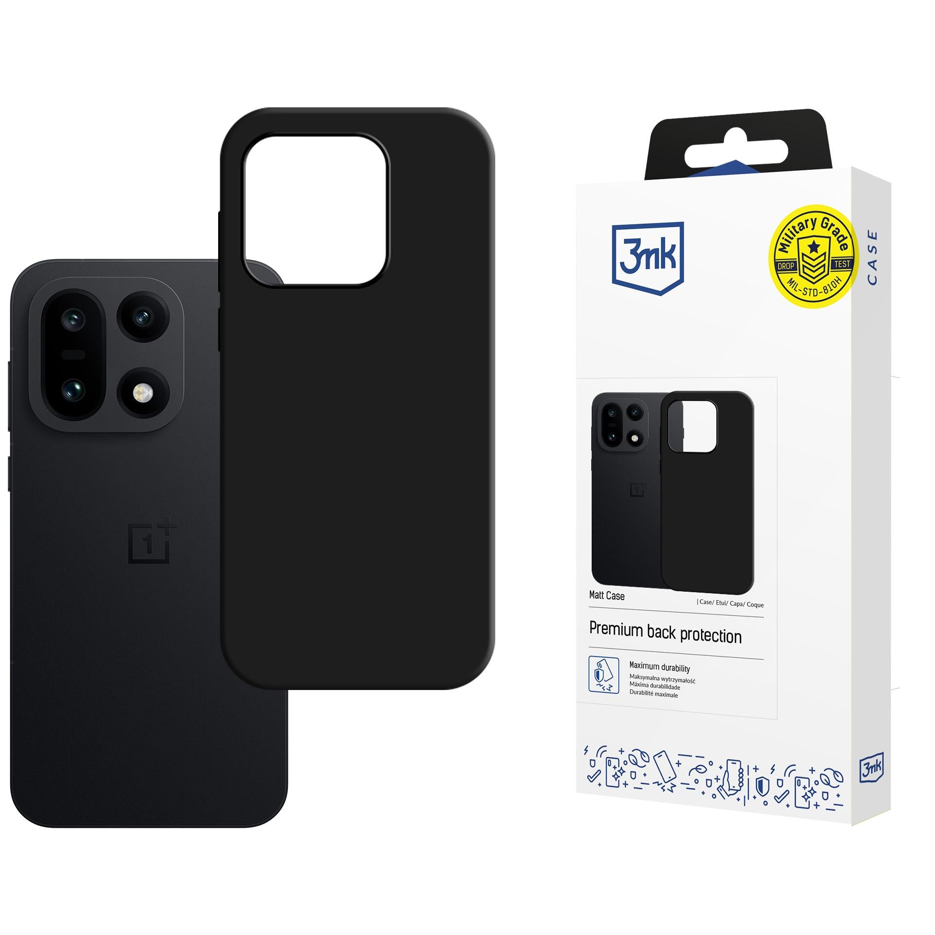 3mk Matinis dėklas, skirtas OnePlus 15 5G – matinė juoda -- OnePlus 15 5G