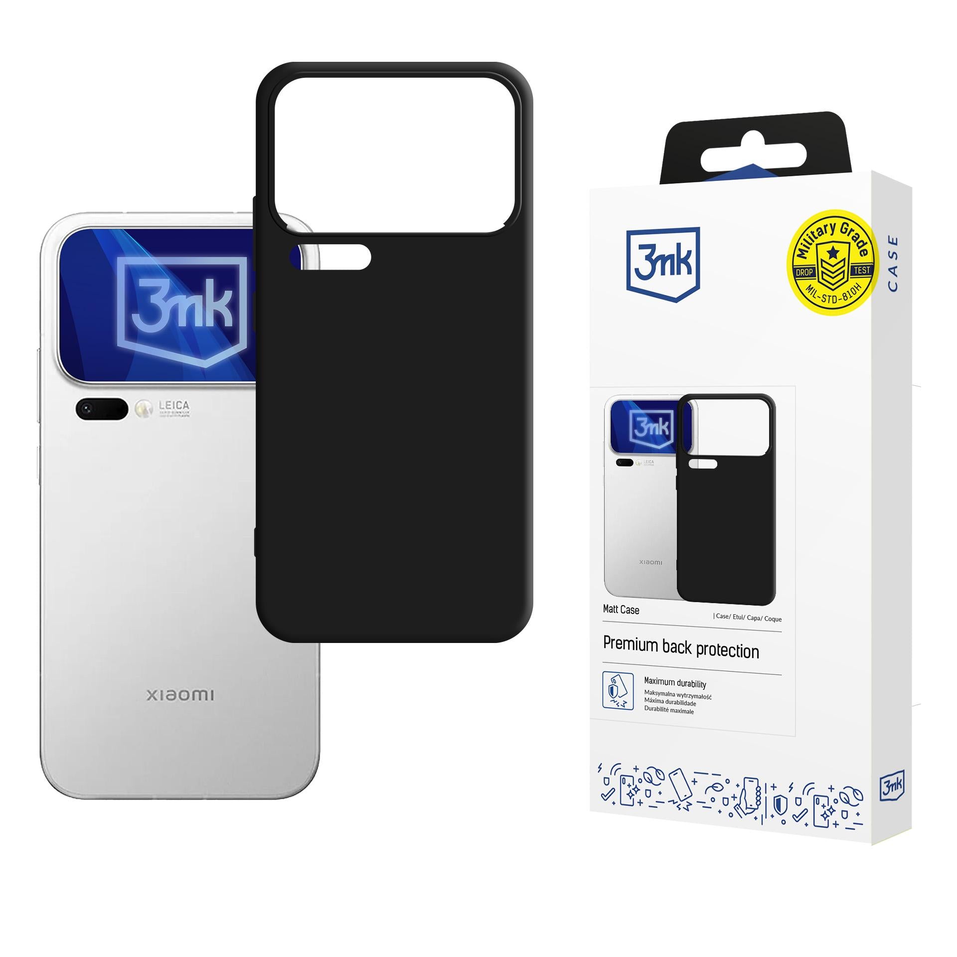 3mk Matinis dėklas, skirtas Xiaomi 17 Pro Max – matinis juodas -- Xiaomi 17 Pro Max
