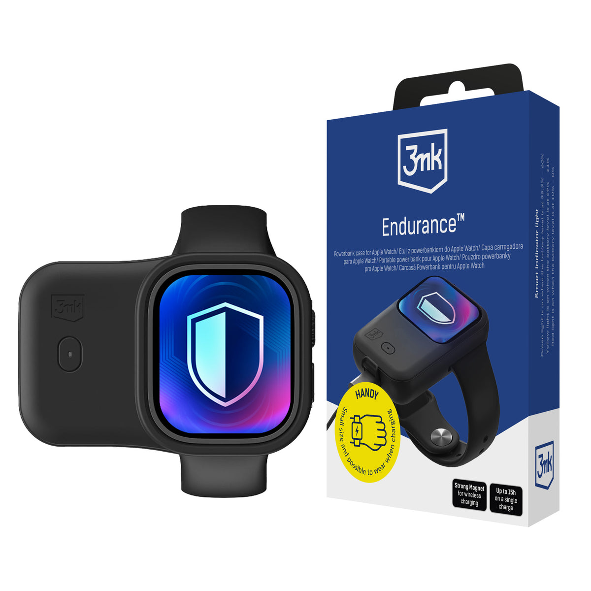 3mk Endurance išorinė baterija Apple Watch 44 mm / 45 mm 2.5W 1200mAh USB-C - juoda