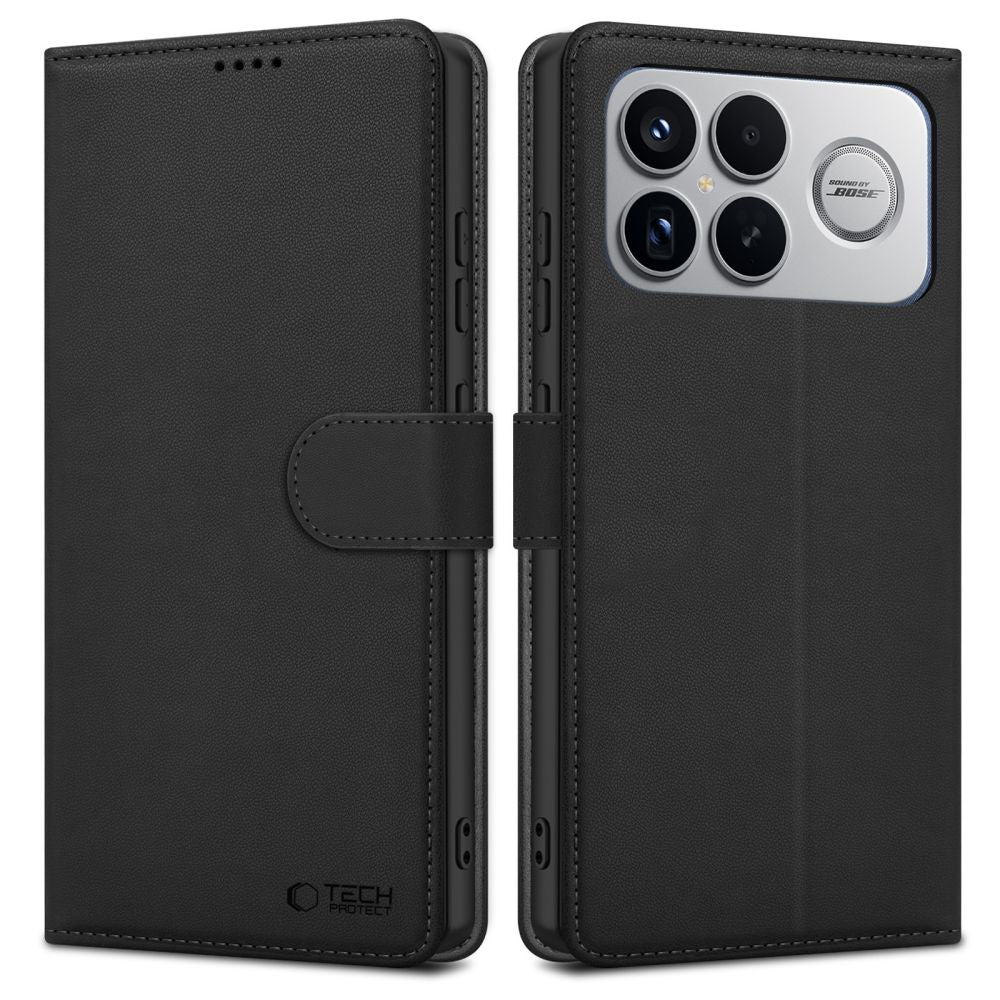 Tech-Protect piniginės dėklas, skirtas Xiaomi Poco F8 Ultra - juodas -- Xiaomi Poco F8 Ultra / Poco F8 Ultra
