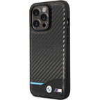 BMW Leather Carbon dėklas iPhone 13 Pro Max – juodas