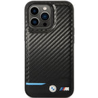 BMW Leather Carbon dėklas iPhone 13 Pro Max – juodas