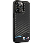 BMW Leather Carbon dėklas iPhone 13 Pro Max – juodas