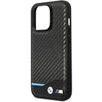 BMW Leather Carbon dėklas iPhone 13 Pro Max – juodas