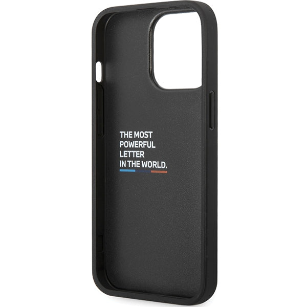 BMW Leather Carbon dėklas iPhone 13 Pro Max – juodas